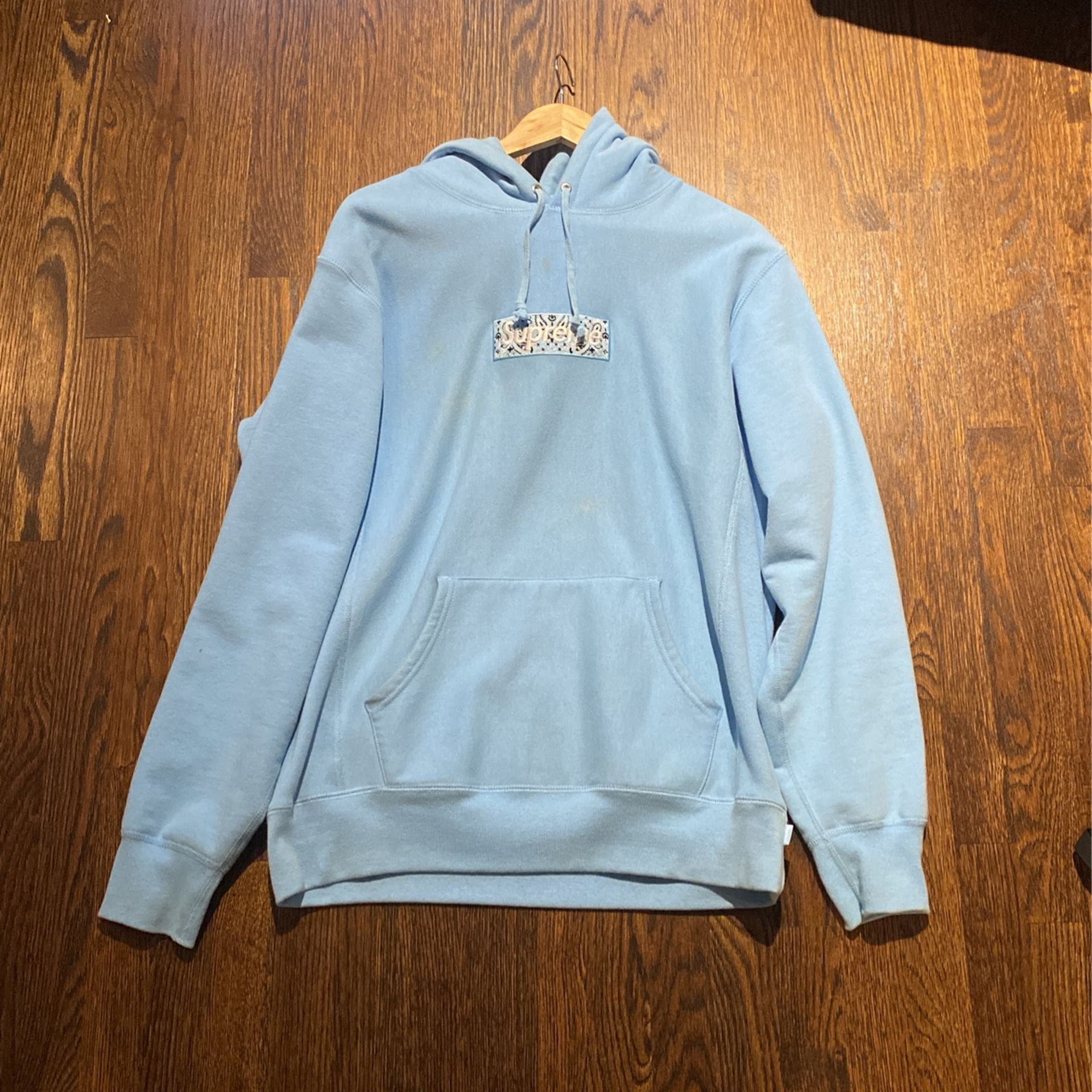 supreme bandana box logo hoodie light blue