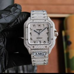 Cartier Men’s Moissanite Watch ICED OUT, PASSES DIAMOND TESTER(SEALED IN BAG) 