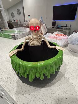 Halloween Animated Skeleton Candy Bowl