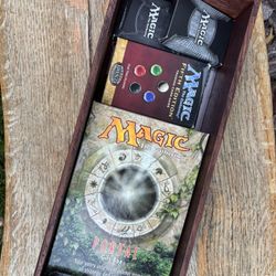 Handmade Oak Box W/ Magic The Gathering Collection 
