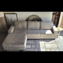 Sectional Sofa Light Grey Couch Chaise 