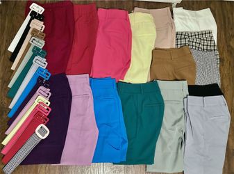 SHEIN Privé Pants Size XS (2) Solid Color Belted Tapered Set Of 16 Lot READ