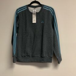 adidas Women’s Essentials 3- Stripes Fleece Sweatshirt Sz S.    Dark Gray/.                 Gt