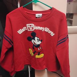 Walt Disney World Mickey Mouse Crop Sweatshirt Size XS Red Official Disney