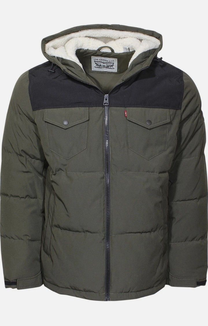 Levi's Men's Front Zip Faux Shearling Lined Trucker Puffer Jacket