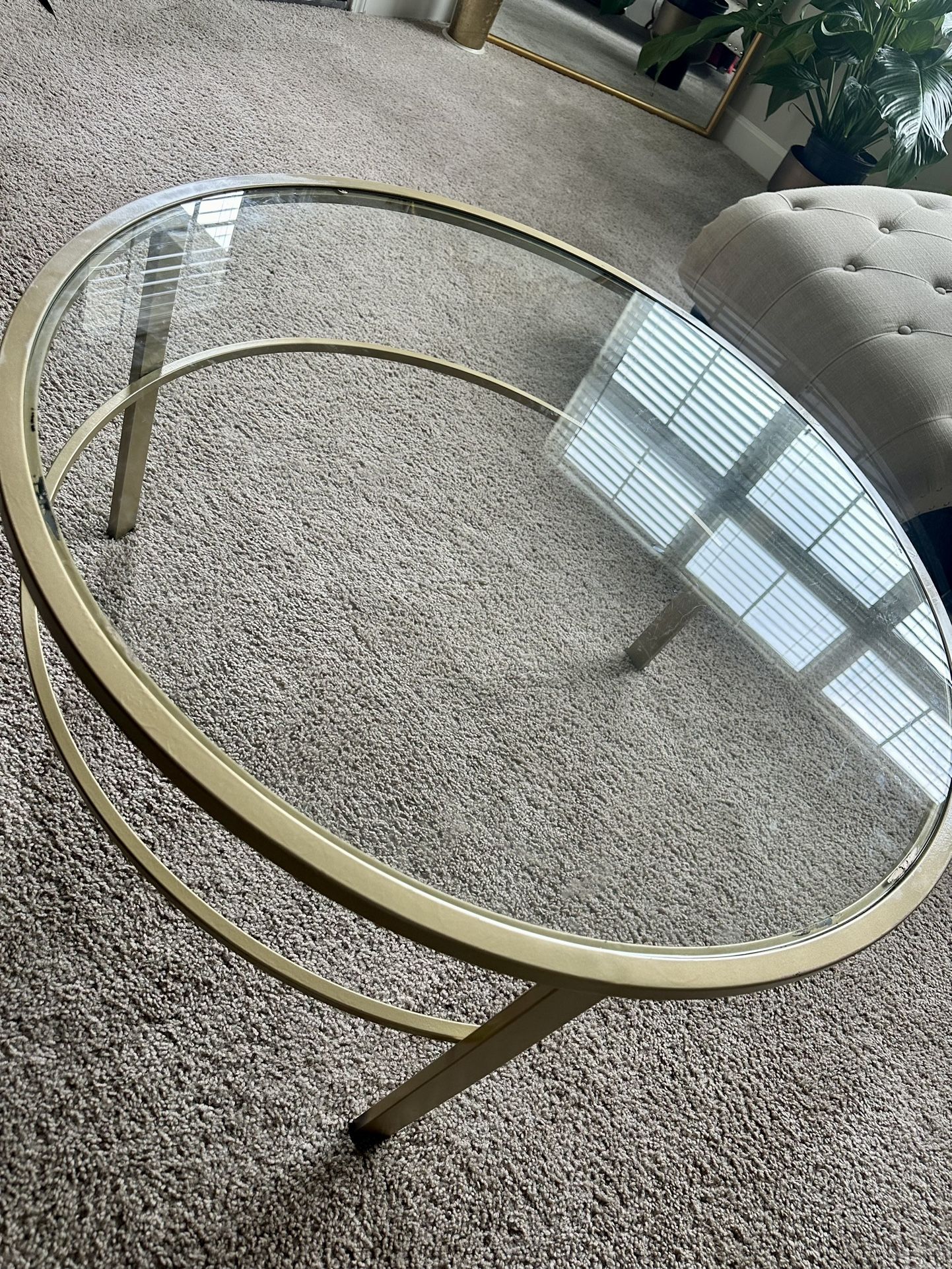 Glass Table Gold Trimming 