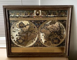 Blaeu Wall World Map Gold Foil Nova Totivs Terrarom Sive Novi Orbis Tabvla