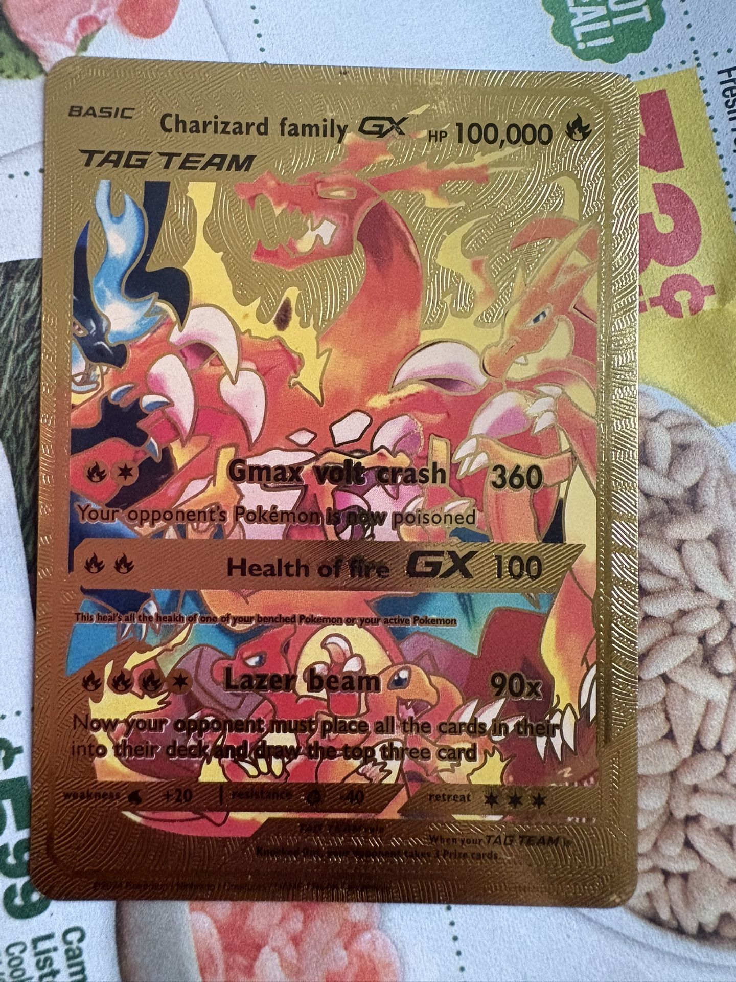 Charizard family GX Tag Team Gold Pokémon Card