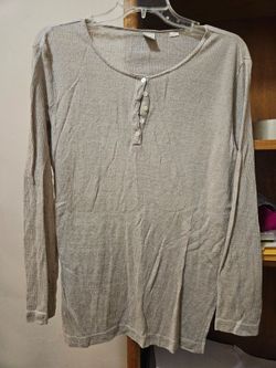 Gap Gray L/S Medium Henley Shirt Mint Vintage