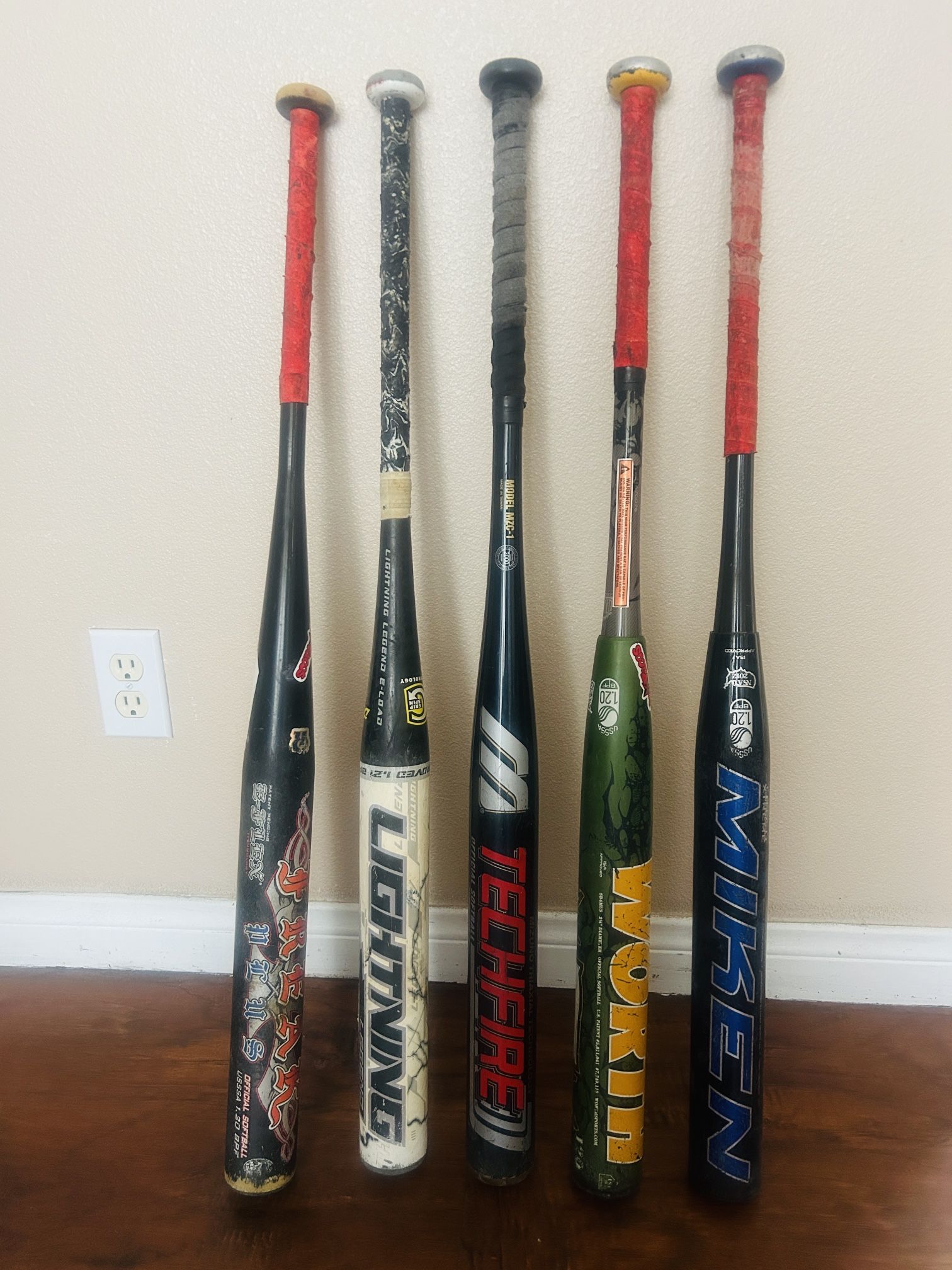 5 Used Baseball Bats For $50.00