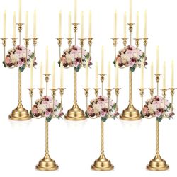 Gold Candelabra Centerpieces for Tables – Set of 6