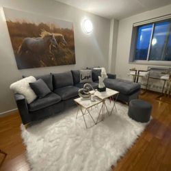 Sectional Grey Velvet 