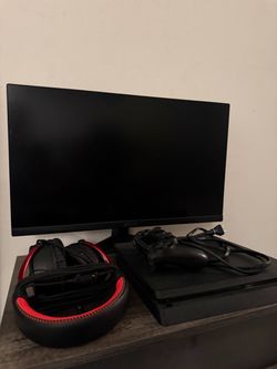 Monitor + PS4 Slim + Controller + All Cables Needed