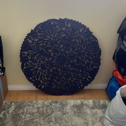 Dark blue wall art. Wooden.