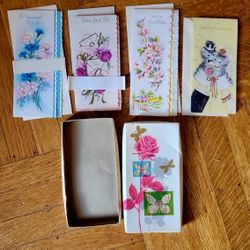4 Vintage Greeting Cards W/ Envelopes 