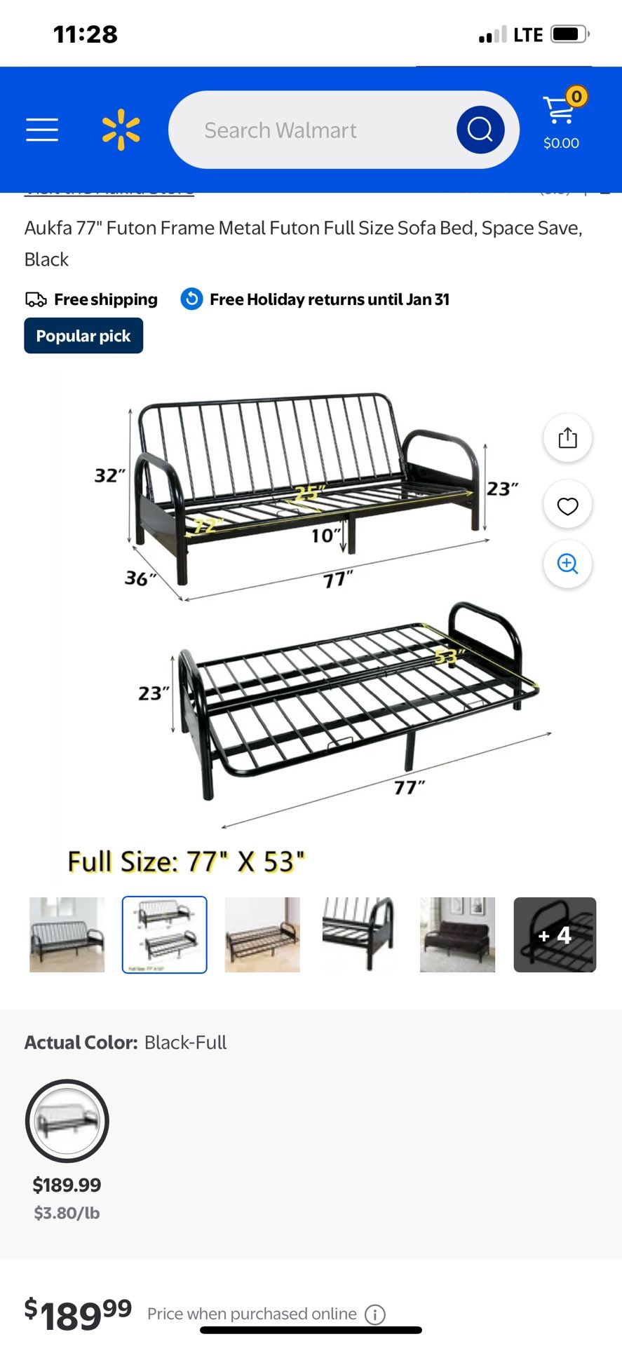 Black futon frame