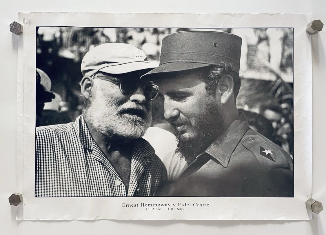 Vintage Ernest Hemingway & Fidel Castro Cuban Poster