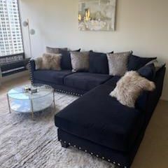Black Sectional Sofa Couch 