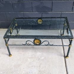 Mid Century Wrought-Metal & Brass Coffee Table