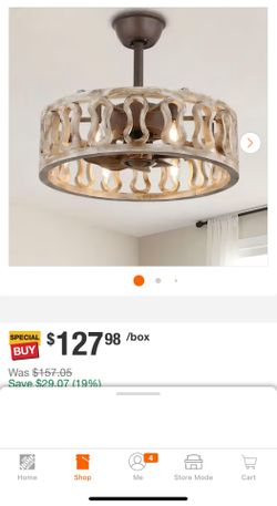 Banff 18 in. Farmhouse Indoor Tan 6-Light Shabby Wooden Ceiling Fan with Lights