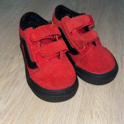 Vans Unisex Red And Black Velcro Size 5.5