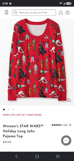 Hanna Andersson women's Star wars Christmas pajama top