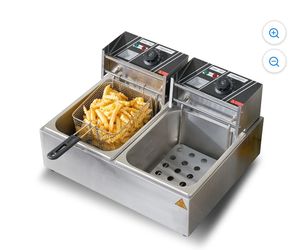 Brand New 5000W 2-Basket Commercial Electric Deep Fryer, Stainless Steel