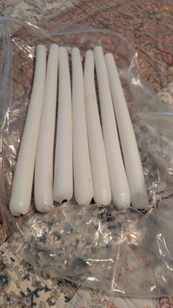 Set of 7 New White Taper Candles