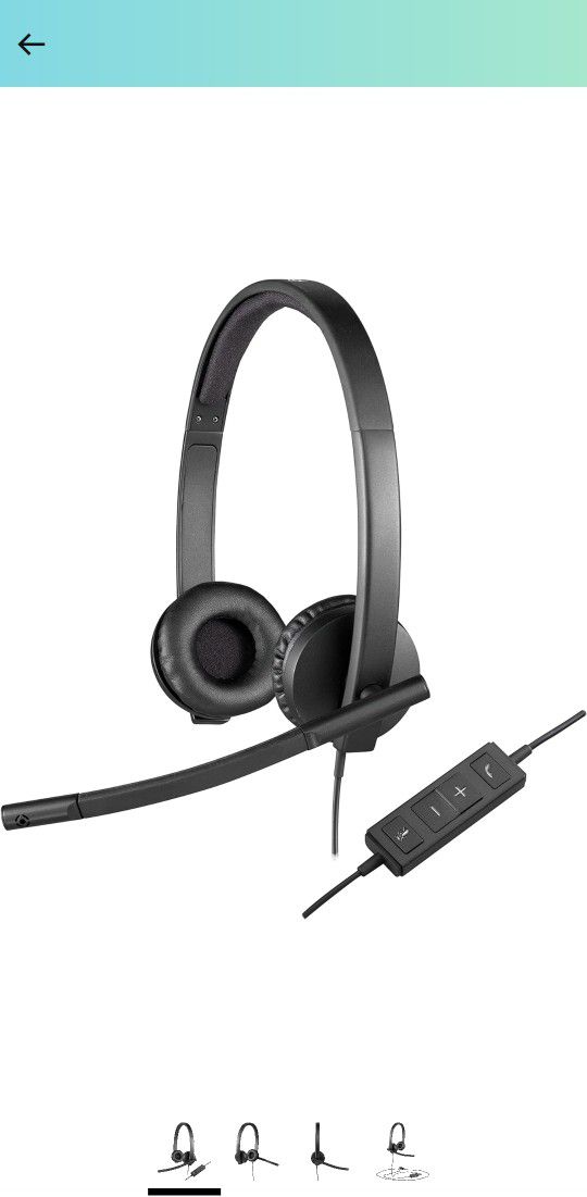 Logitech H570e Wired Headset with Noise-Cancelling Microphone, USB