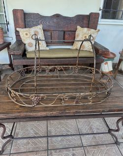 3 Ft  Oval Iron Grapevine Distressed Bronze Finish Hanging Pot Rack