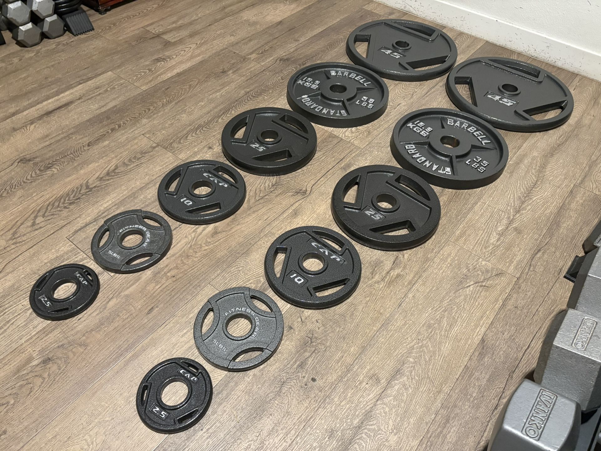 BRAND NEW Full Set Of Cast Iron Weight Plates  from 5s to 45s [Total: 245 lbs] 