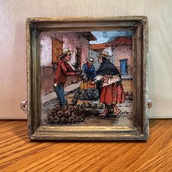 1989 Vintage Peruvian Reverse Glass Art
