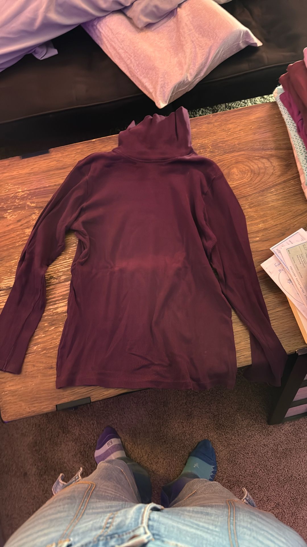 Medium Lined Purple Turtleneck
