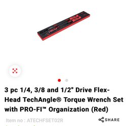 3 Pc Snap On Torque Wrench Set With Foam 