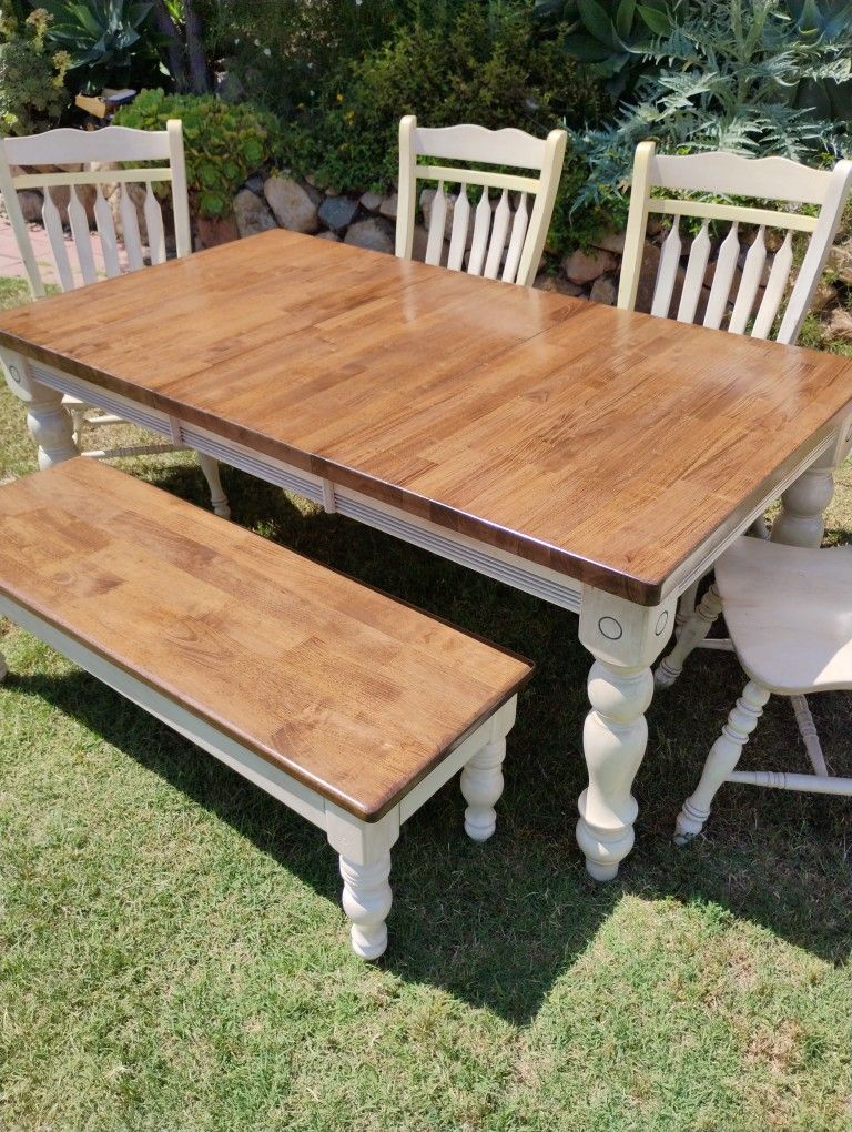 Dining Table Chairs And Bench Farmhouse Kitchen Table Set