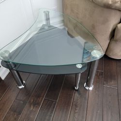 Modern Drop-Shape Glass Coffee Table – Extendable, 2-Piece on Wheels