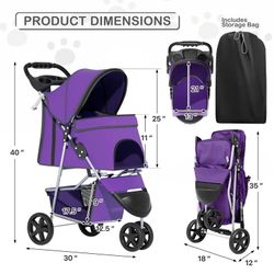 BEAUTFIFUL DEEP PURPLE PET STROLLER 🐾💜🫟
