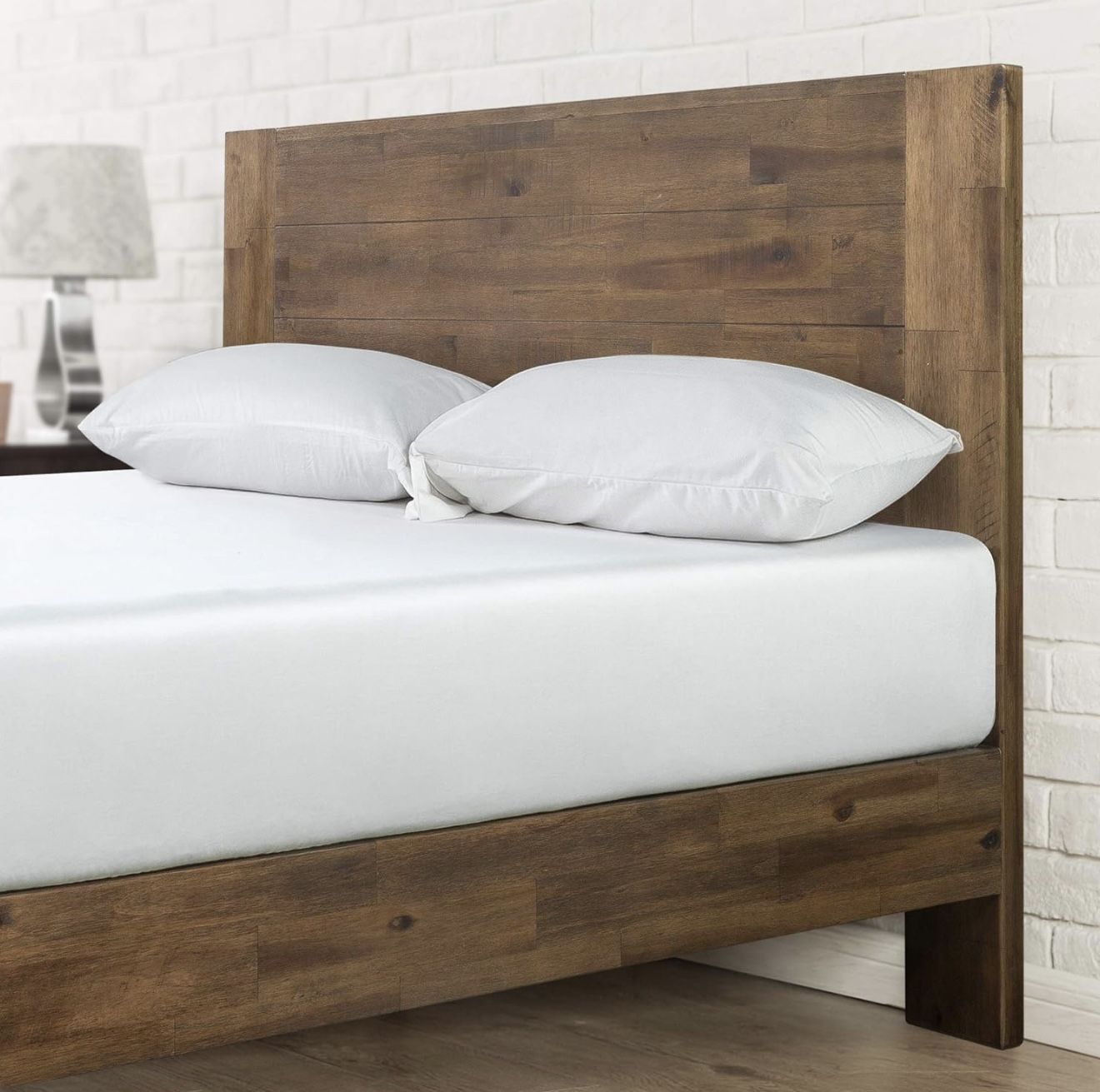 Wood Platform Bed Frame with Headboard (Queen)