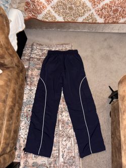 Loose Drawstring Cargo Pants Navy Blue Mens Small