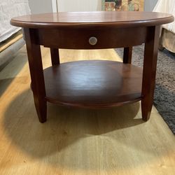 Circular Wood Coffee Table Chestnut Brown