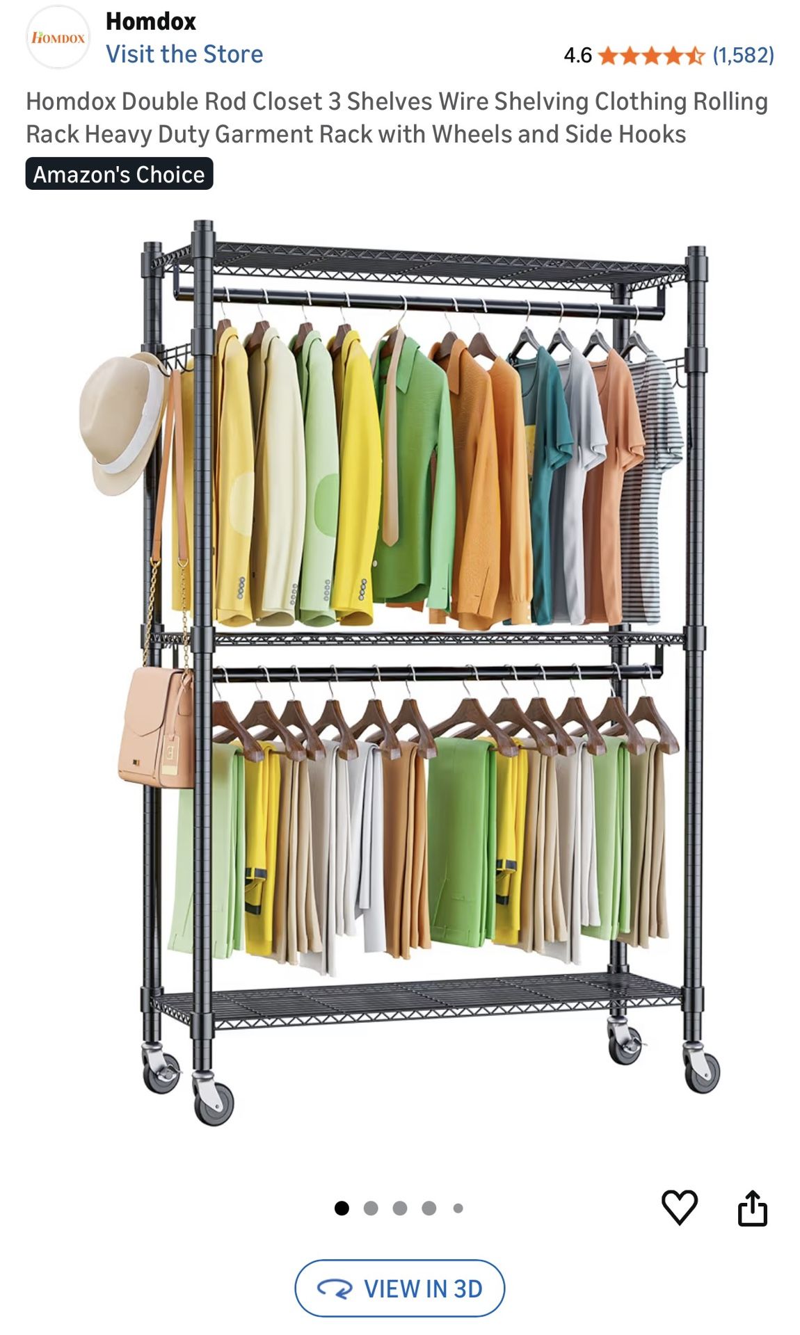 Closet Garment Rack Shelving -Heavy Duty