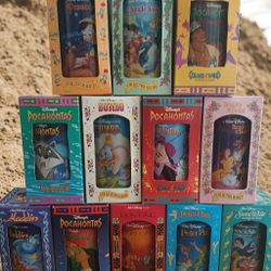 Vintage Disney 1994 Burger King Collector Cups Complete Plastic Set In Original Boxes
