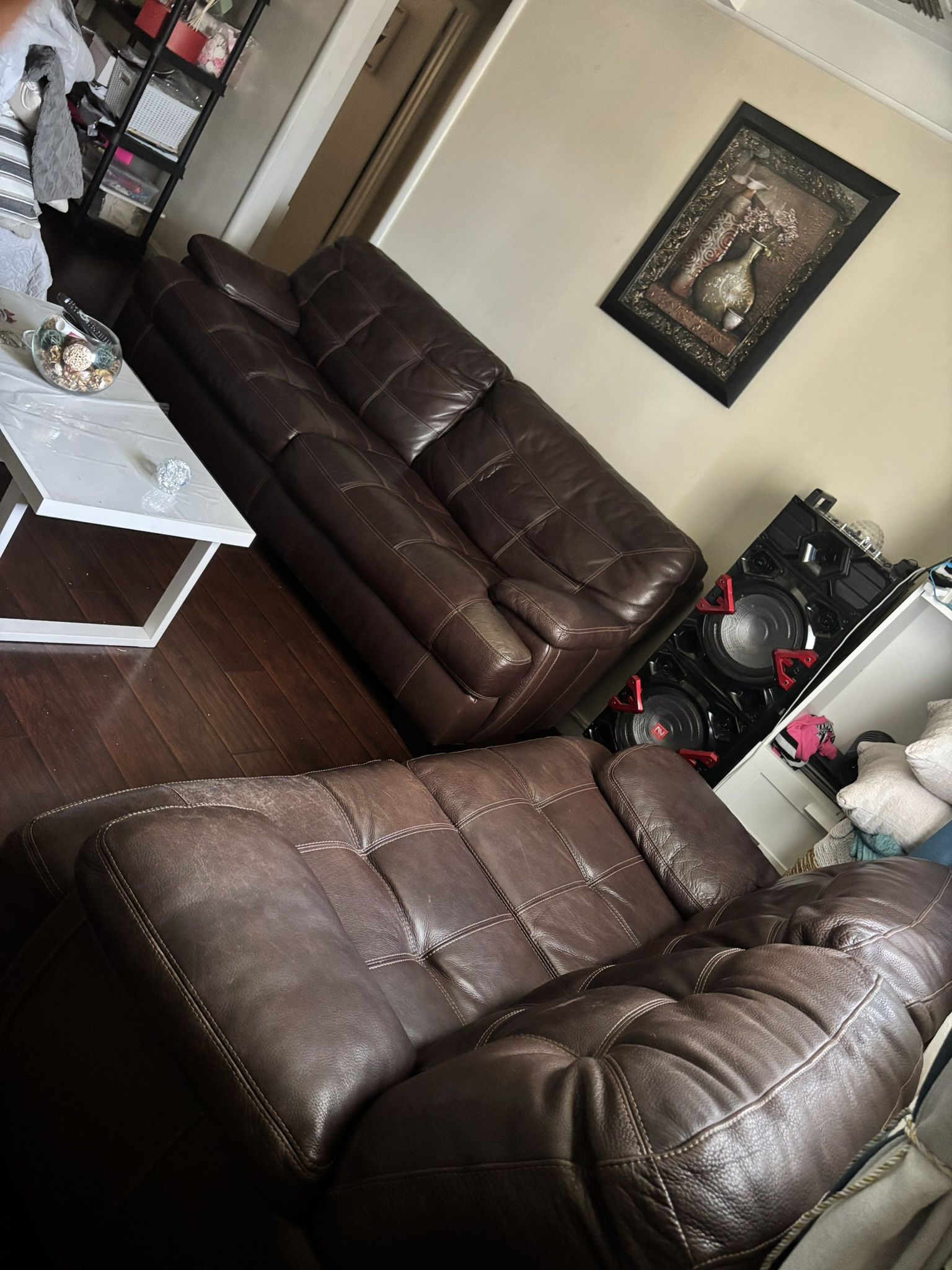 Two piece full leather couches