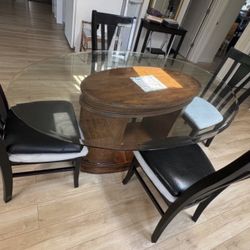 Glass Dining Table With 4 Chairs 