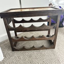 Solid Wood And Aztec Tile Wine Rack 