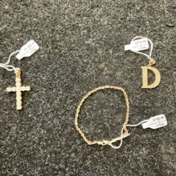 Gold Pendants And Bracelet 