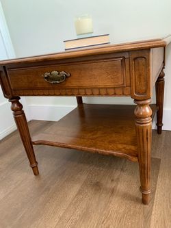 1980s solid maple square end table made by Ethan Allen.