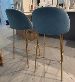 2 Velvet Blue Bar Stools in Great Condiction