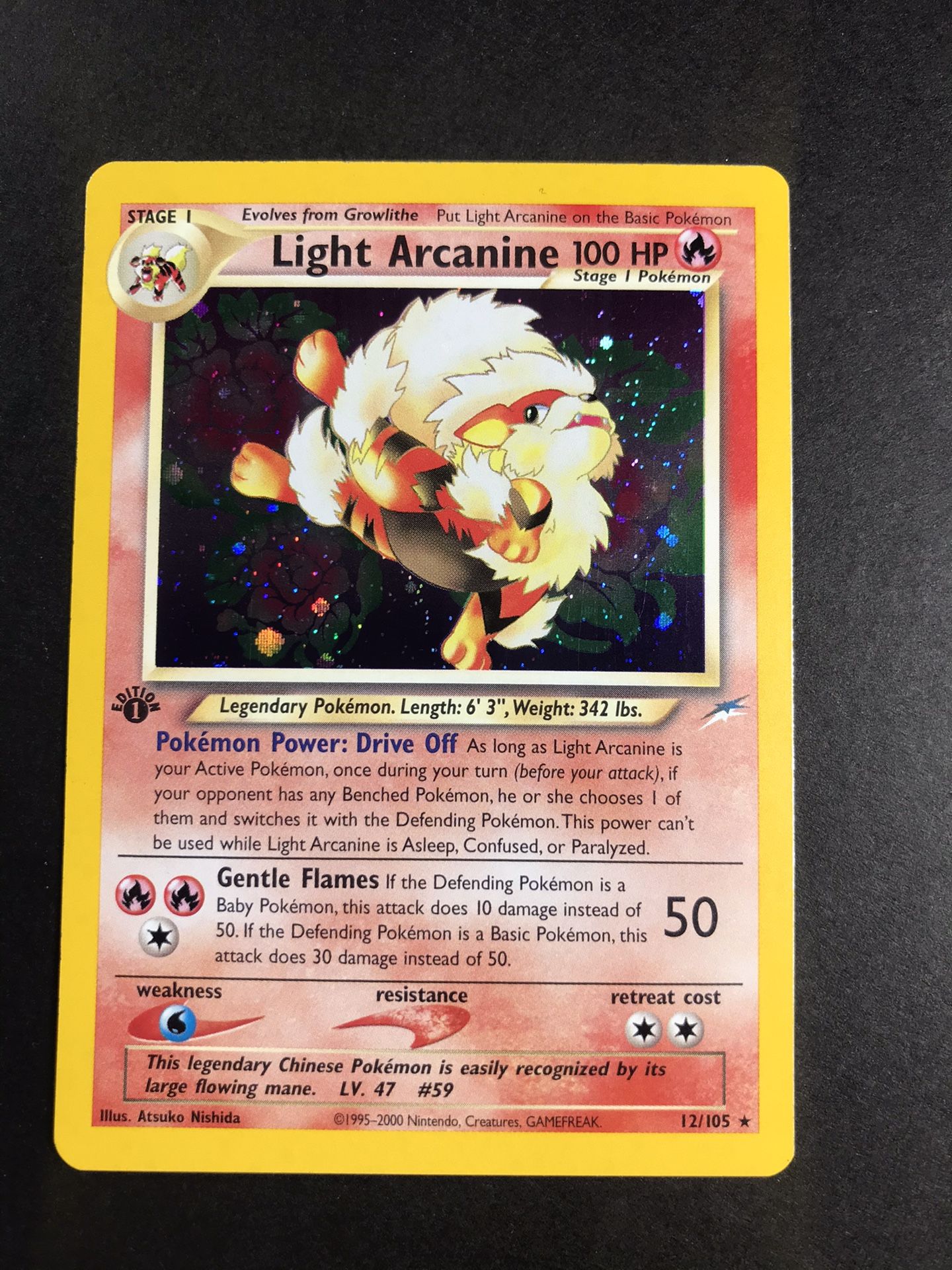 Light Arcanine 1st Edition Holo Neo Destiny Pokémon Card Extreme Rare Excellent Condition
