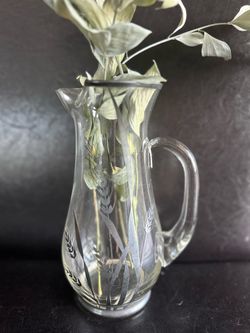 MCM Rockwell Silver Company Silver Wheat Stalk Motif Glass/Crystal Cocktail Pitcher 1(contact info removed)'s